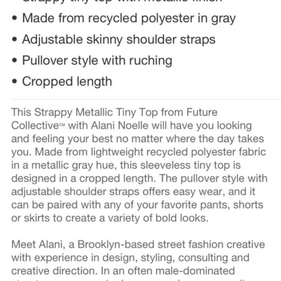 NEW Future Collective™ Cement Women's Strappy Metallic Tiny Top - Picture 5 of 9